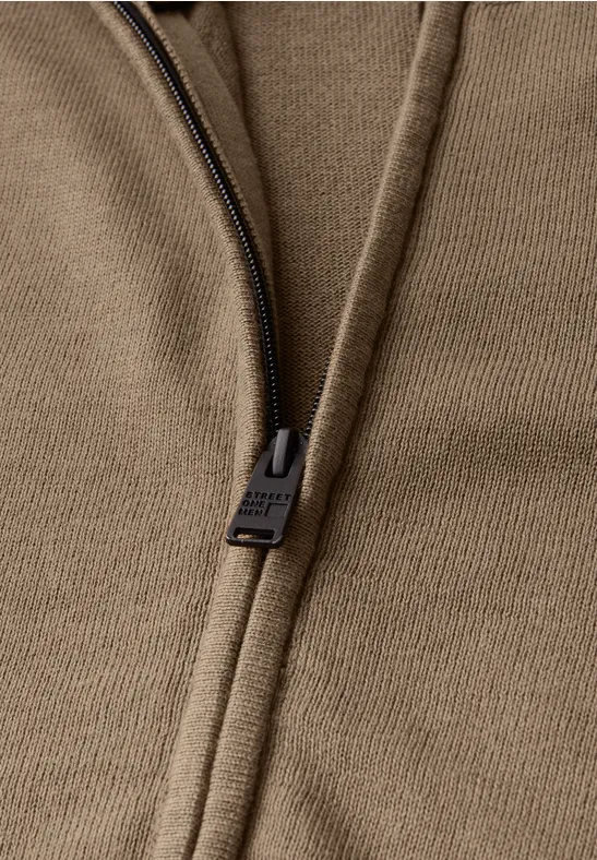 Basic Strickjacke mit Zipper dull brown