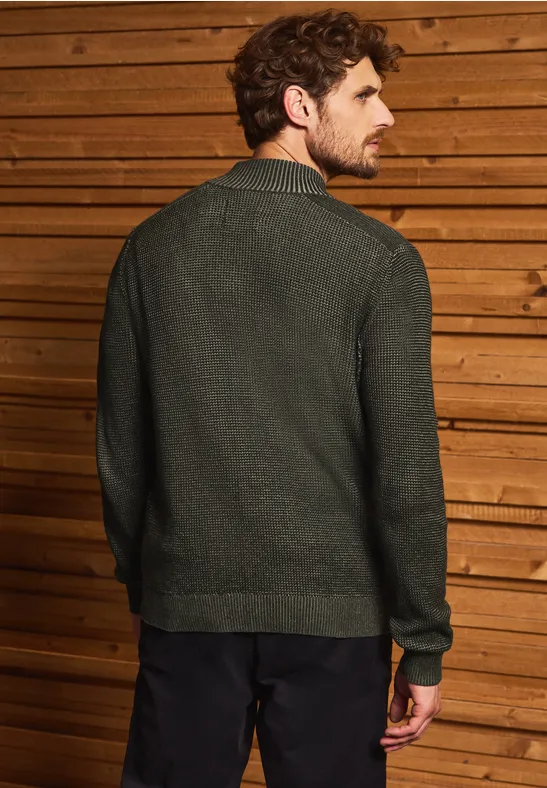 Strickjacke mit Zipper dark olive green