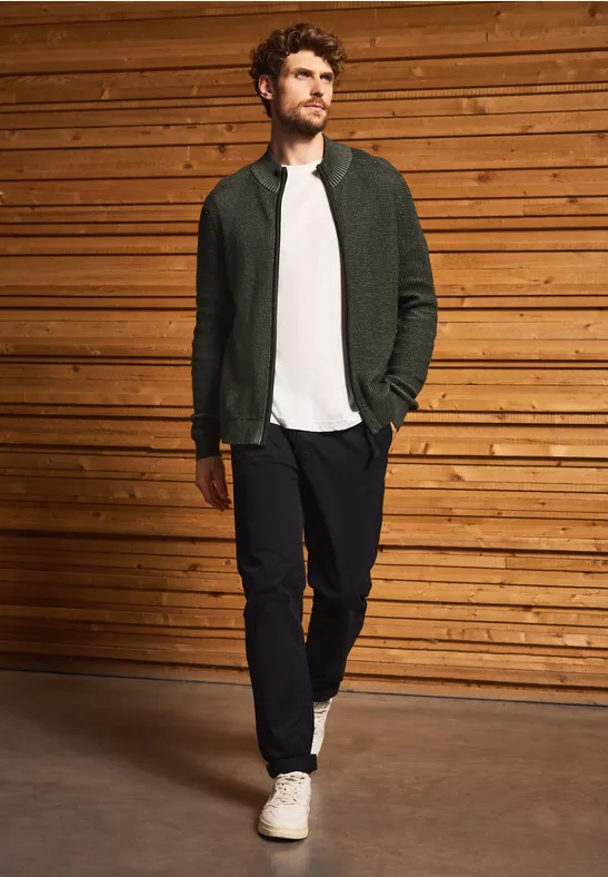 Strickjacke mit Zipper dark olive green