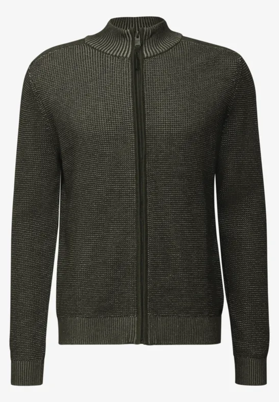 Strickjacke mit Zipper dark olive green