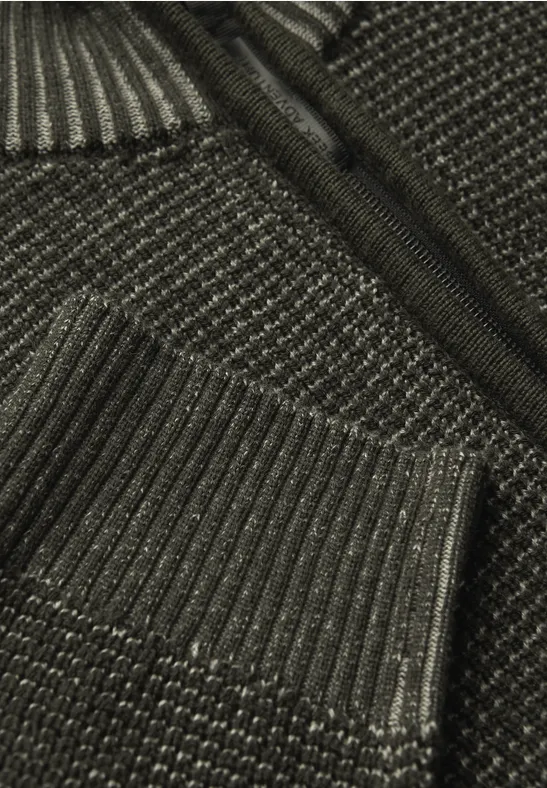 Strickjacke mit Zipper dark olive green