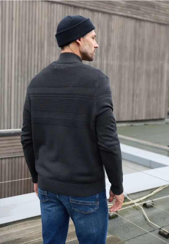 Teksturowany kardigan w paski nocturnal blue