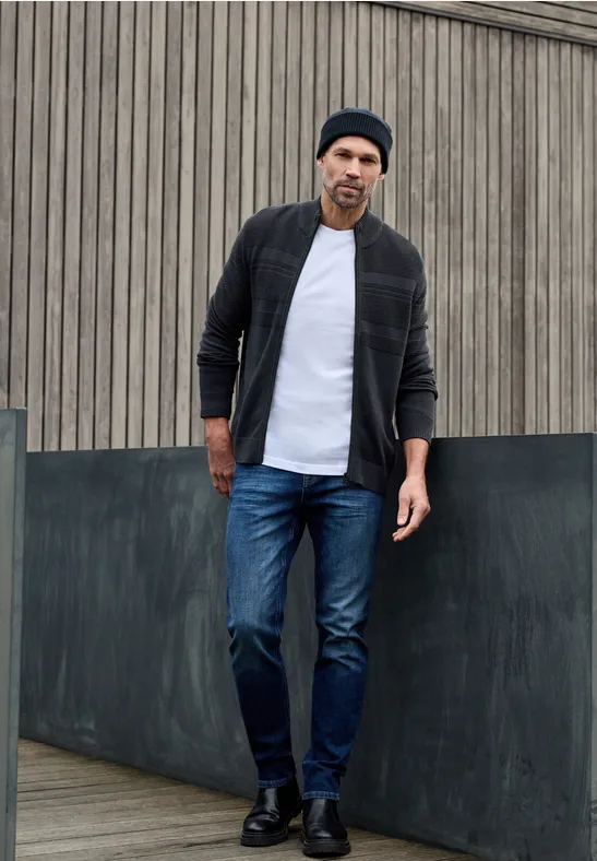 Teksturowany kardigan w paski nocturnal blue