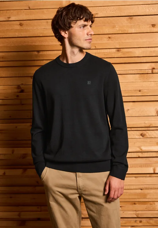 Basic Baumwoll Pullover Black