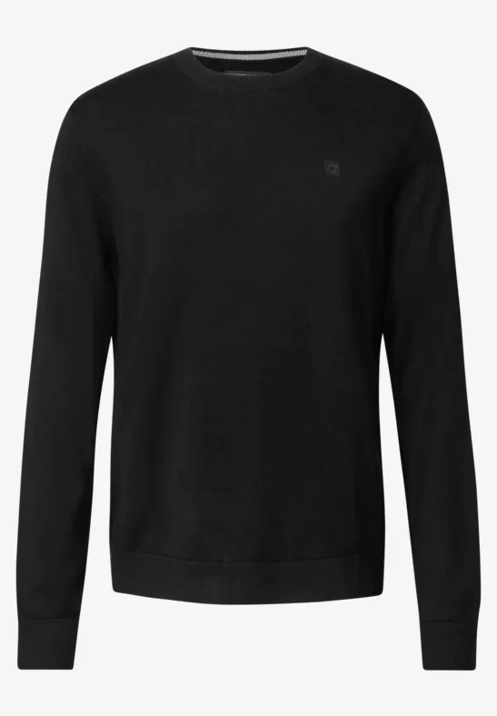 Basic Baumwoll Pullover Black
