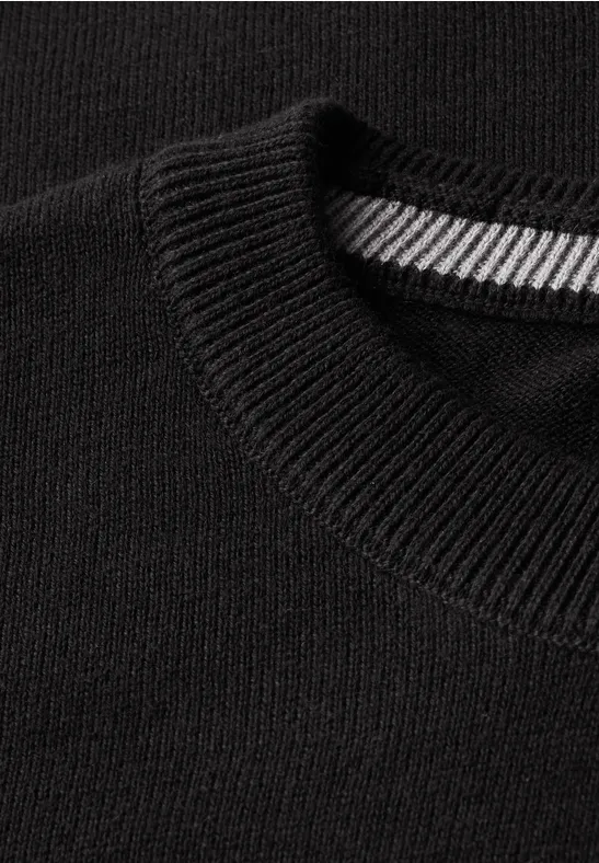 Basic Baumwoll Pullover Black