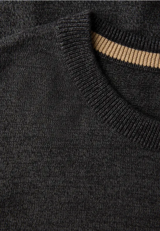 Basic Baumwoll Pullover anthra grey melange