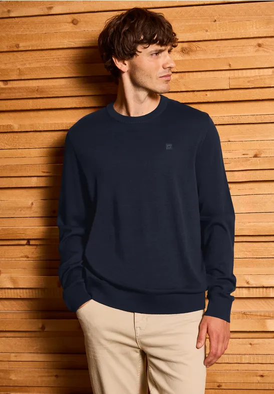 Basic Baumwoll Pullover nightside blue