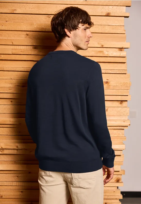 Basic Baumwoll Pullover nightside blue