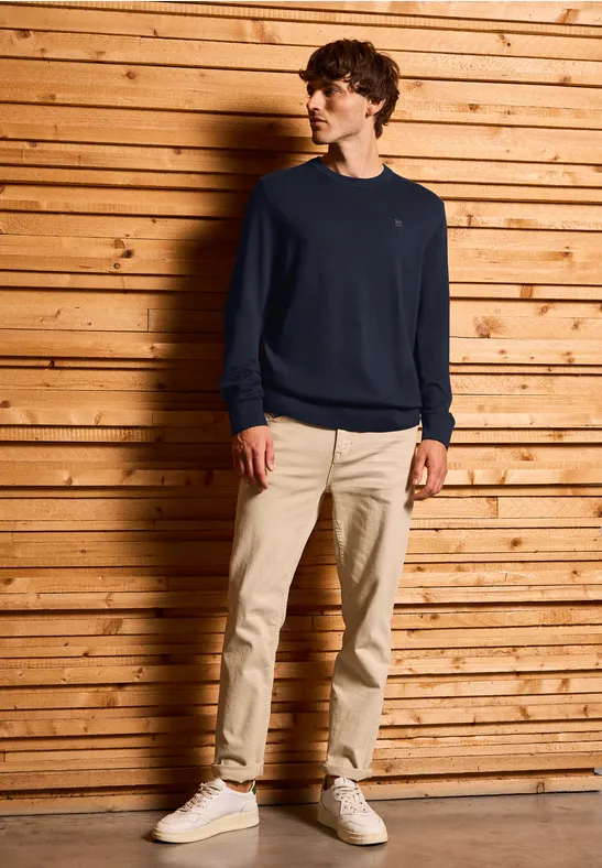Basic Baumwoll Pullover nightside blue