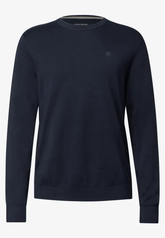 Basic Baumwoll Pullover nightside blue