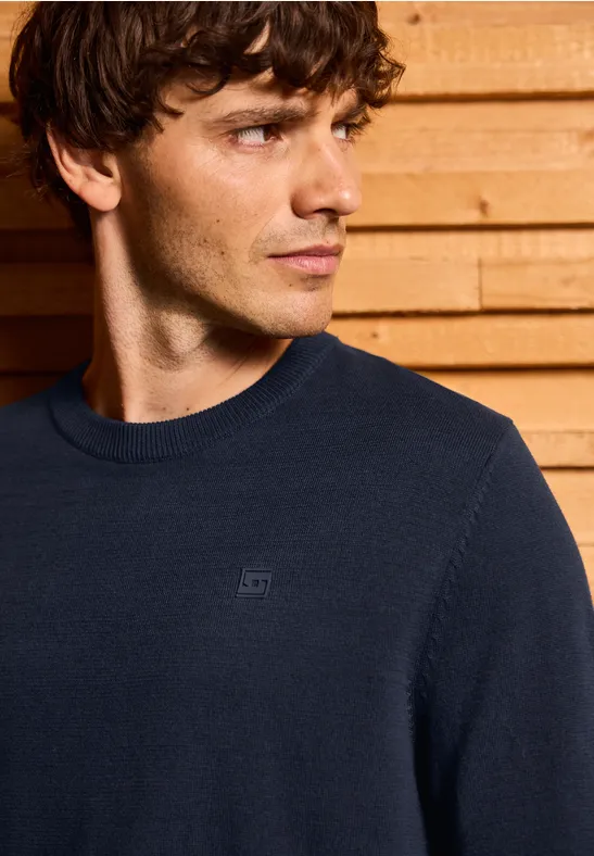 Basic Baumwoll Pullover nightside blue