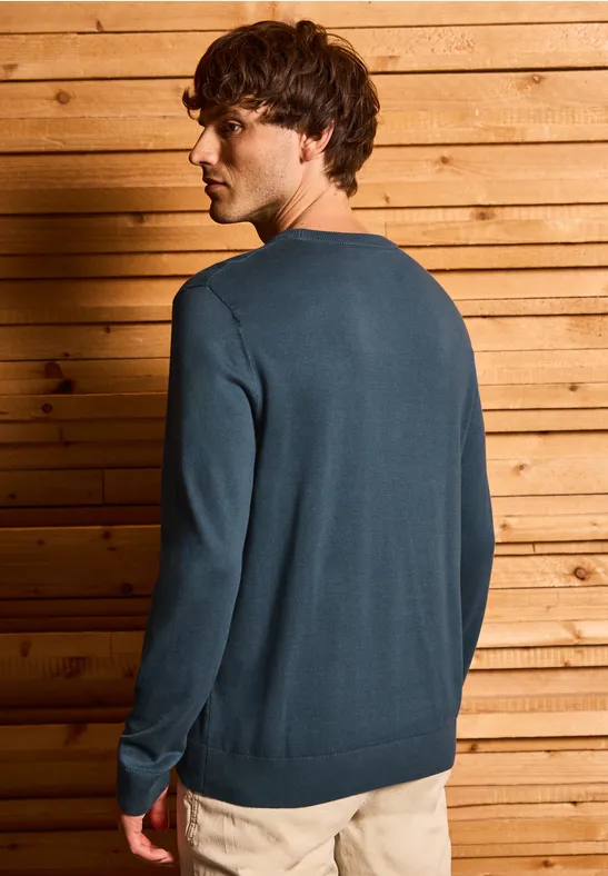 Basic Baumwoll Pullover dusk blue