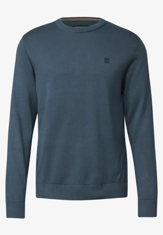 Basic Baumwoll Pullover dusk blue