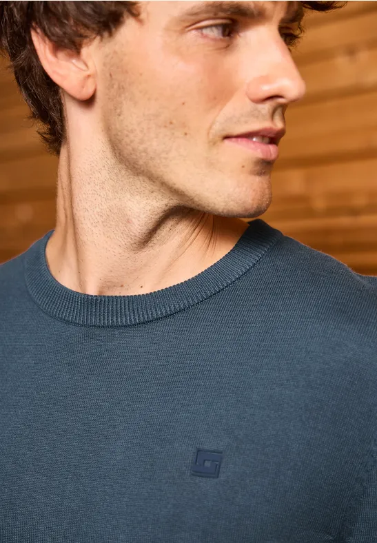 Basic Baumwoll Pullover dusk blue
