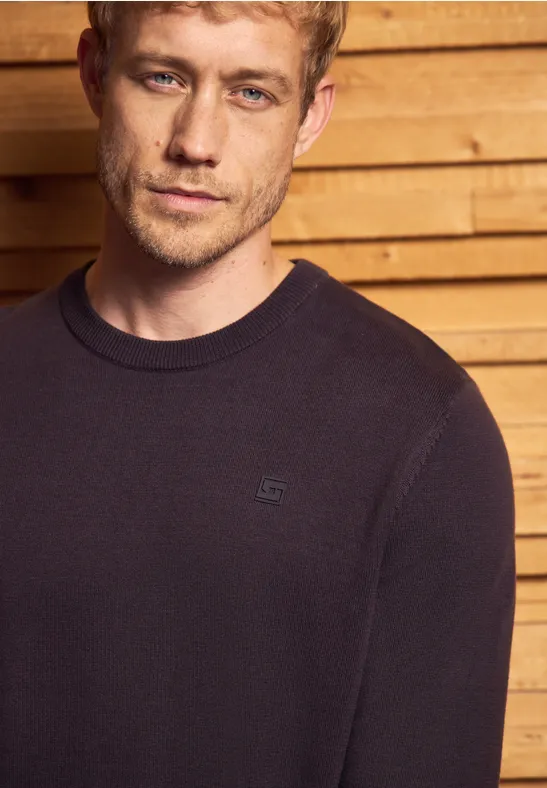 Basic Baumwoll Pullover bordeaux red