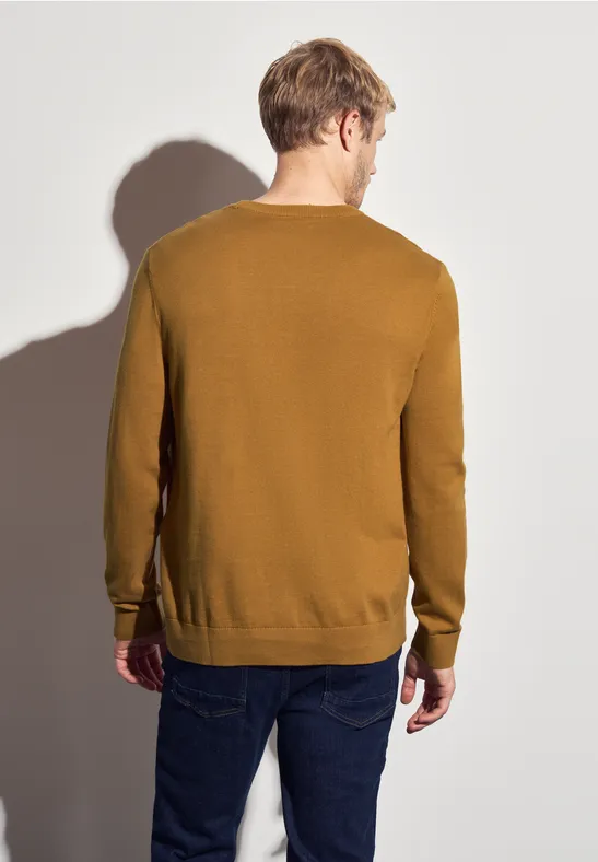 Basic Baumwoll Pullover golden yellow
