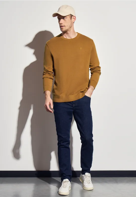Basic Baumwoll Pullover golden yellow
