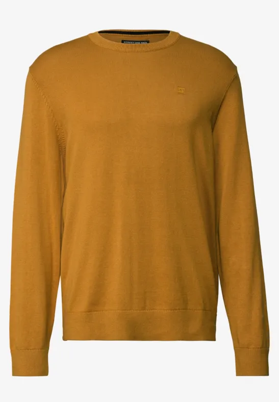 Basic Baumwoll Pullover golden yellow