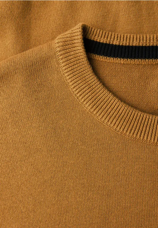Basic Baumwoll Pullover golden yellow