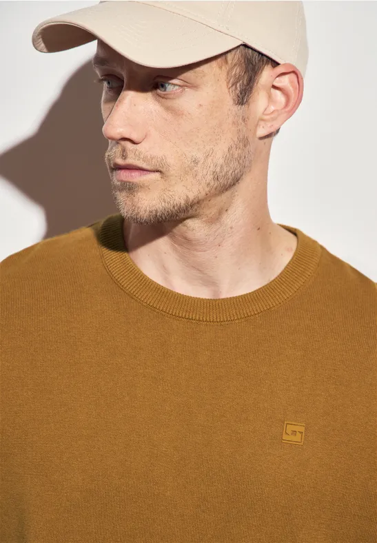 Basic Baumwoll Pullover golden yellow
