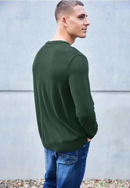 Pull en coton basique soft olive green