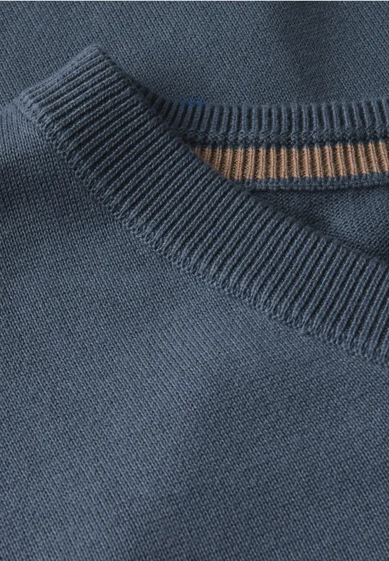 Basic V-Neck Strickpullover dusk blue