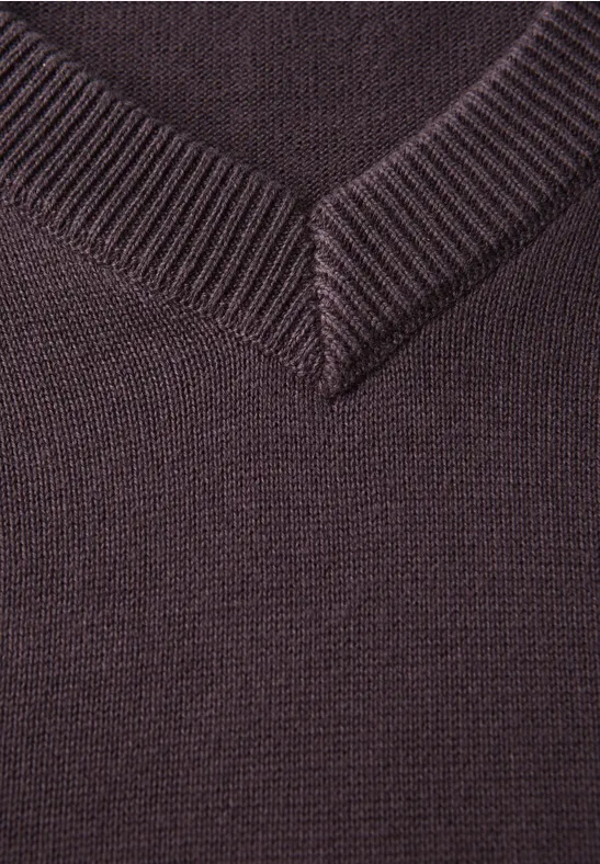 Basic V-Neck Strickpullover bordeaux red