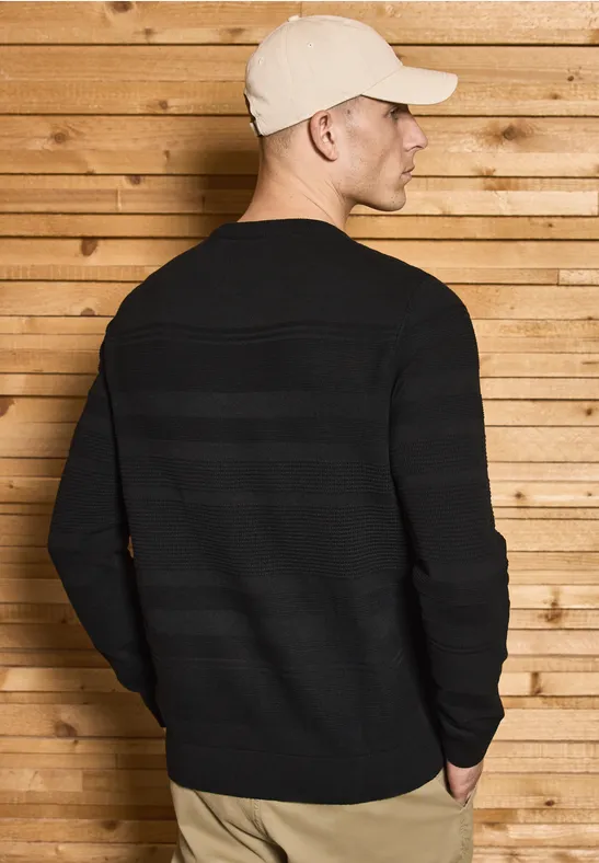Strukturstreifen Pullover Black