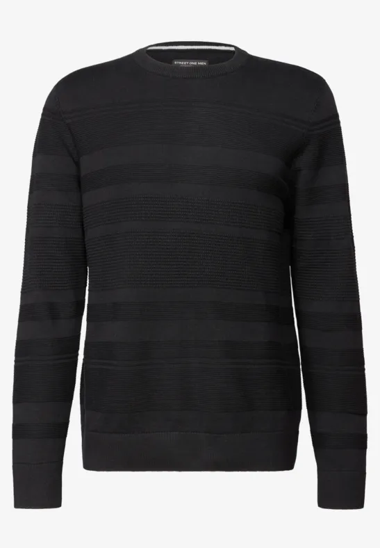 Strukturstreifen Pullover Black