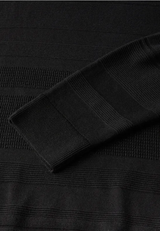 Strukturstreifen Pullover Black