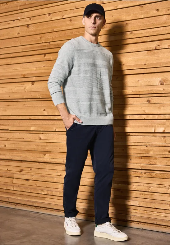 Strukturstreifen Pullover frost grey melange