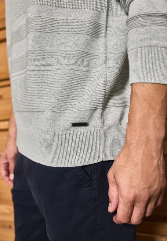 Strukturstreifen Pullover frost grey melange