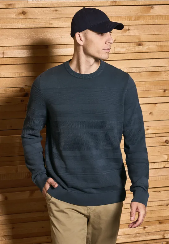 Strukturstreifen Pullover dusk blue