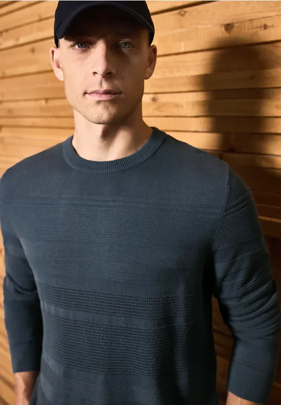 Strukturstreifen Pullover dusk blue