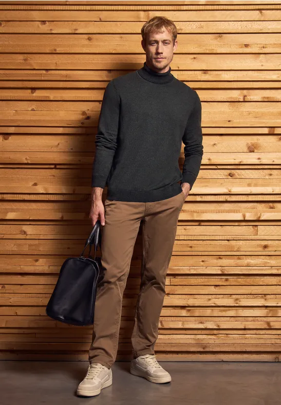 Basic Turtleneck Pullover anthra grey melange