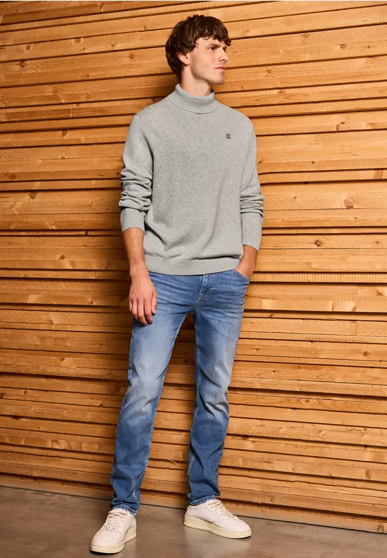 Basic Turtleneck Pullover frost grey melange