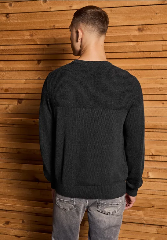 Pull au look two-tone anthra grey melange