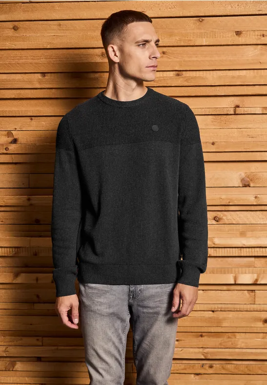 Pull au look two-tone anthra grey melange