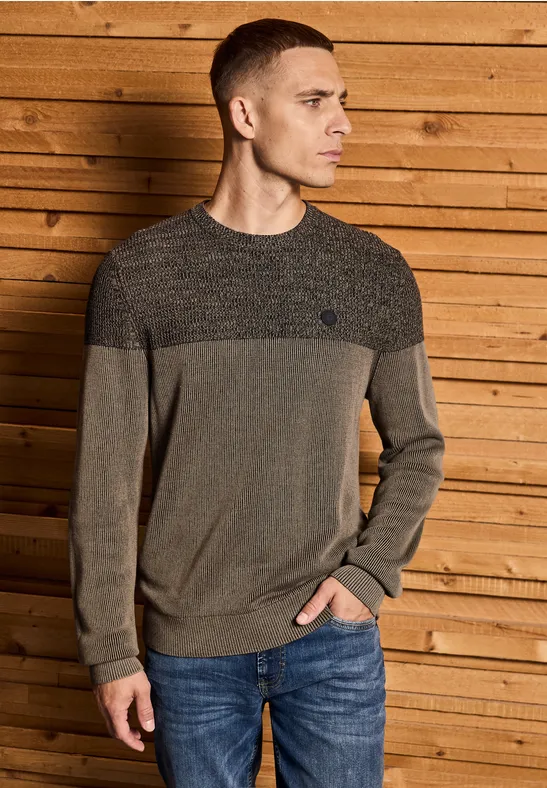 Pullover im Two-Tone Look dull brown