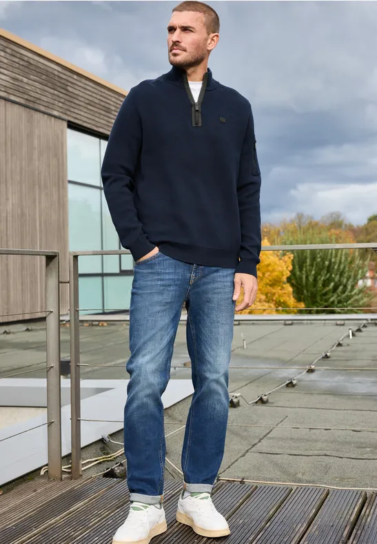 Pullover mit Troyerkragen nightside blue