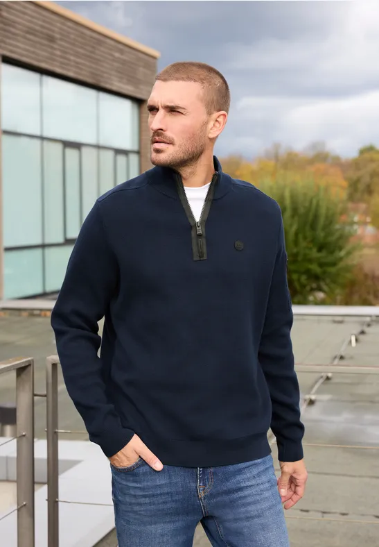 Pullover mit Troyerkragen nightside blue