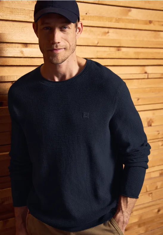 Rundhals Strukturpullover night blue