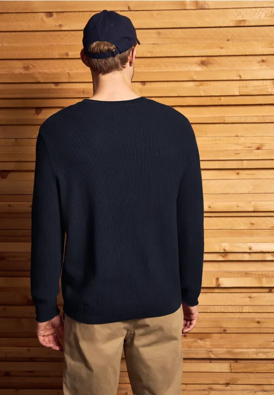 Rundhals Strukturpullover night blue