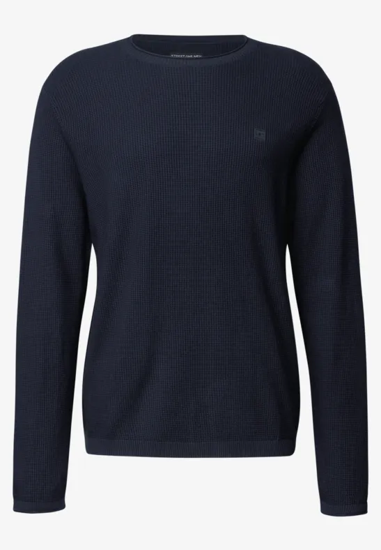 Rundhals Strukturpullover night blue