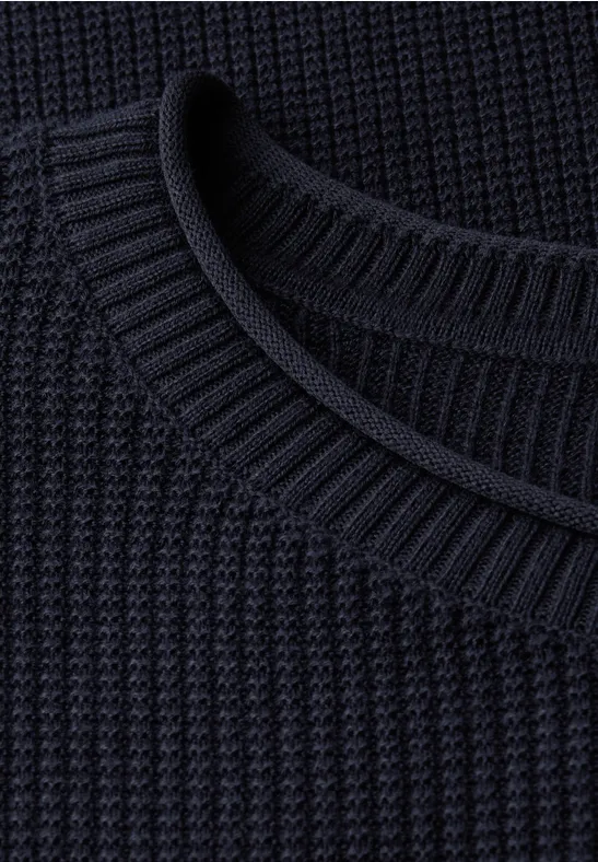 Rundhals Strukturpullover night blue