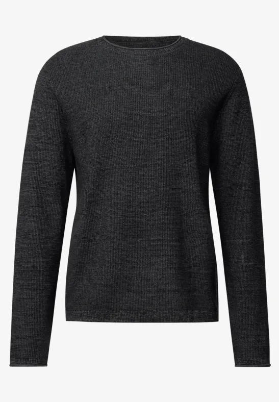 Rundhals Strukturpullover anthra grey melange