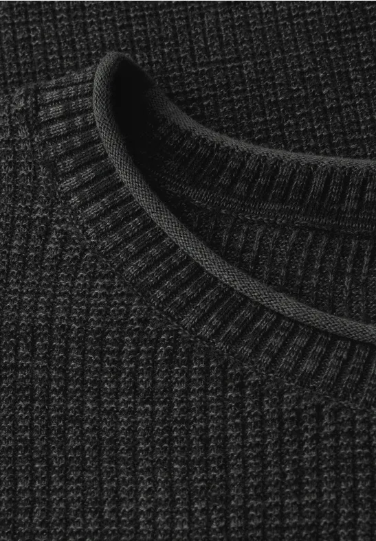 Rundhals Strukturpullover anthra grey melange