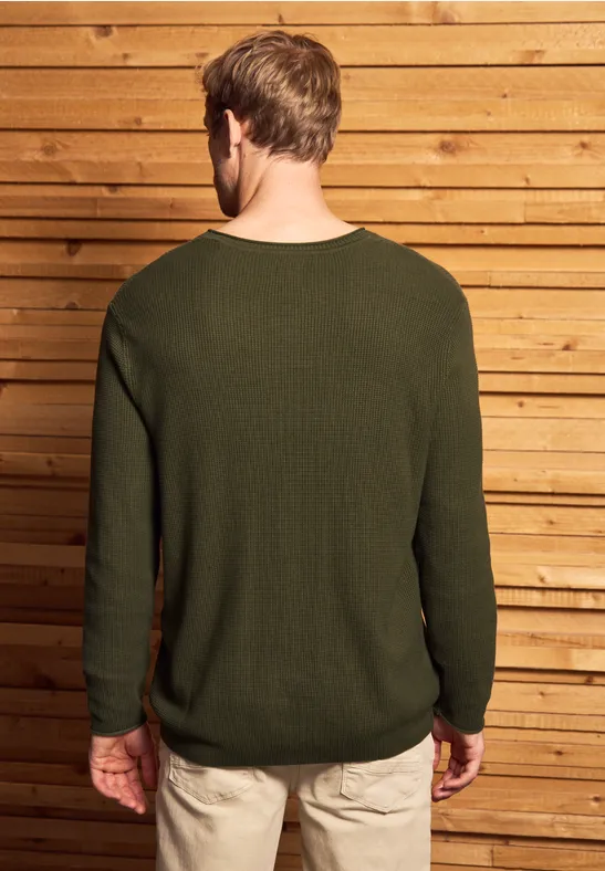 Rundhals Strukturpullover vintage green