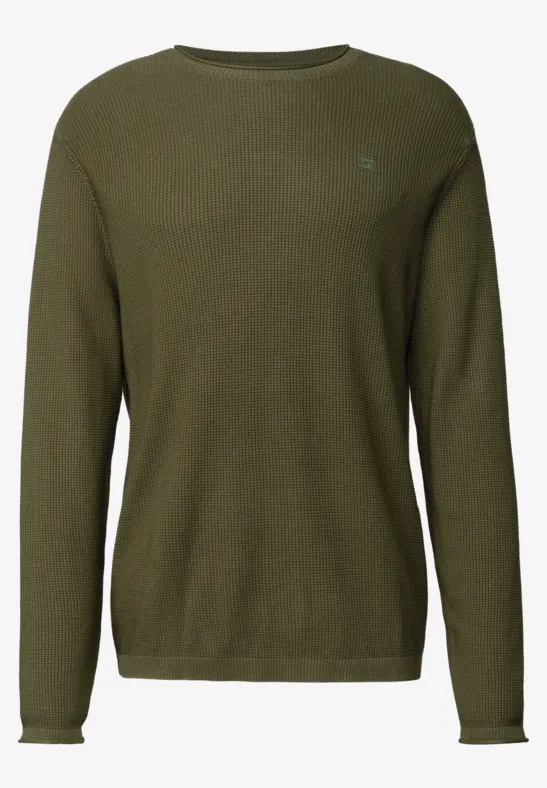 Rundhals Strukturpullover vintage green